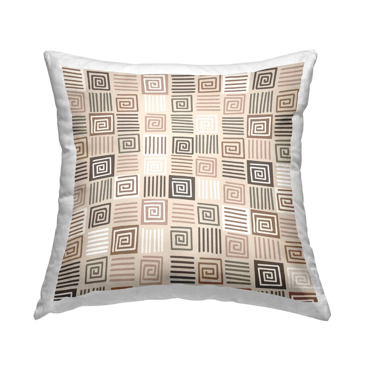 Stupell Industries Modern Boho Square Spiral Pattern Throw Pillow, 18" x 18"
